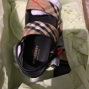 Burberry sandals leather at the back fabric at the front